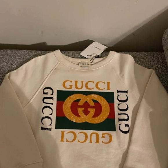 Gucci Ivory Knit Top with Logo Kids Size 6 - Picture 1 of 3